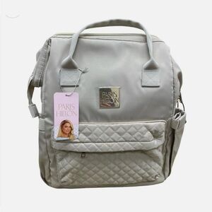Paris Hilton Cream Quilted Travel Backpack